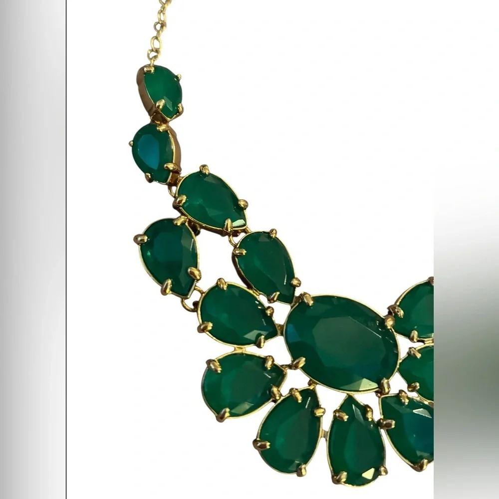 NWT KATE SPADE PLAZA ATHENEE NECKLACE TURQUOISE/EMERALD BIB NECKLACE - Picture 5 of 11